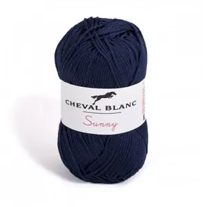 Pelote de coton à tricoter SUNNY UNI - Cheval blanc - PPSC 94 Bleu - 9... pas cher