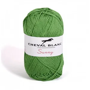 Pelote de coton à tricoter SUNNY UNI - Cheval blanc - PPSC 48 Vert - 4...
