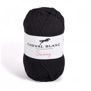 Pelote de coton à tricoter SUNNY UNI - Cheval blanc - PPSC 12 Noir - 1...
