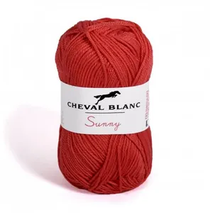 Pelote de coton à tricoter SUNNY UNI - Cheval blanc - PPSC 04 Rouge - ...