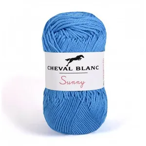 Pelote de coton à tricoter SUNNY UNI - Cheval blanc - PPSC 188 Bleu - ...