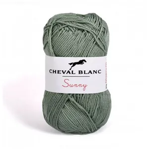 Pelote de coton à tricoter SUNNY UNI - Cheval blanc - PPSC 152 Vert - ... pas cher