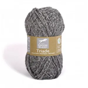 Pelote de laine et coton à tricoter TRIADE - Cheval Blanc 089 Gris - 0... pas cher