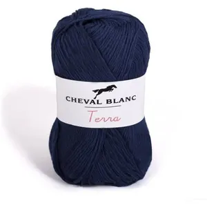 Pelote de Coton à tricoter TERRA - Cheval blanc 293 Marine bleu - 293 ...