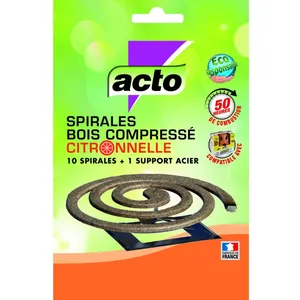 Comparateur de prix : ACTO Spirale insecticide volants et support- citronnelle - lot de 10