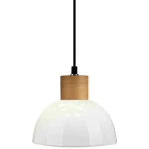 Suspension en céramique E27 40W Ø18,5cm blanc crème Seynave, Nogobo pas cher