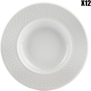 Geneviève Lethu - 12 Assiettes creuses en Faïence Grain de riz blanche... pas cher