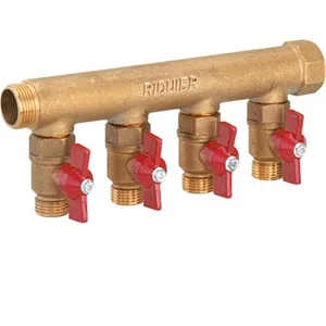 Comparateur de prix : Collecteur 4 sorties - MF 3/4' - Avec vanne M 1/2' - Riquier