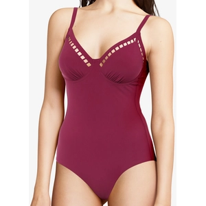 Chantelle - Maillot de bain 1 Pièce enveloppant Native rouge bordeaux ... pas cher