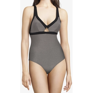 Chantelle - Maillot de bain 1 Pièce Vibrant à rayures noir/gris T.S pas cher