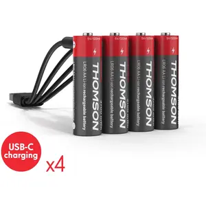 Comparateur de prix : Lot de 4 Piles AA / LR06 Li-ion 1.5V rechargeables par USB-C avec câbl...