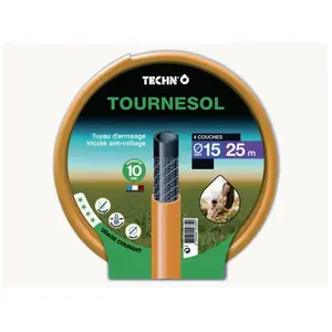 TECHNO Tuyau d'arrosage - tournesol - jaune - 19 mm - 25 mètres - anti-vrille... pas cher