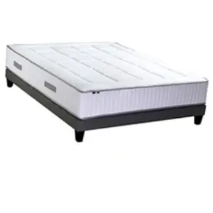 Id Literie Ensemble matelas 7 zones memoire forme sommier gris 140x190 pas cher
