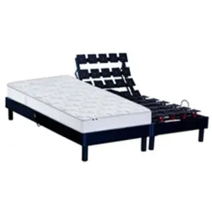 Selenia Lit Relaxation 100% Latex 5 Zones + Sommier Gris Anthractite Tous Plots Avec Réglage Fermeté