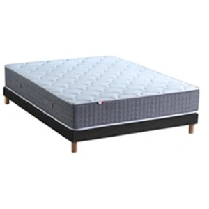 Id Literie Ensemble Matelas Ressort 7 zones H.30cm Sommier MAx140x190cm Noir 140 x 190 cm pas cher