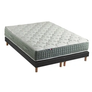 Non communiqué Ensemble + matelas Ressort 7 zones Face Hiver/Eté différente HYGGE Fabriqué en France 2x90 x 200 cm, Sommier - Noir pas cher