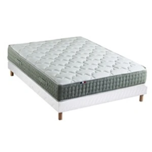 Non communiqué Ensemble + matelas Ressort 7 zones Face Hiver/Eté différente HYGGE Fabriqué en France 160 x 200 cm, Sommier - Blanc pas cher