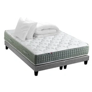Non communiqué Ensemble matelas Ressort 7 zones HYGGE + Sommier + couette + oreillers Fabriqué en France 2x80 x 200 cm, Sommier - Gris chiné pas cher