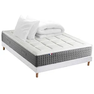 Non communiqué Ensemble Matelas Ressort 7 zones H.30cm + Sommier + couette + oreillers Fabriqué en France MAX 160 x 200 cm, Sommier - Blanc pas cher
