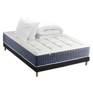 Id Literie Pack ressort 7 zones mémoire de forme sommier couette oreiller 140x190 pas cher