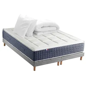 Non communiqué Ensemble Matelas Ressort 7 zones + Mémoire de forme + Sommier KING STYLE + couette + oreillers - Fabriqué en France 2x90 x 200 cm, Sommier - Gris chiné pas cher