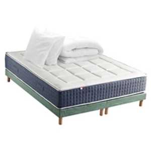 Non communiqué Ensemble Matelas Ressort 7 zones + Mémoire de forme + Sommier KING STYLE + couette + oreillers - Fabriqué en France 2x90 x 200 cm, Sommier - Vert celadon pas cher