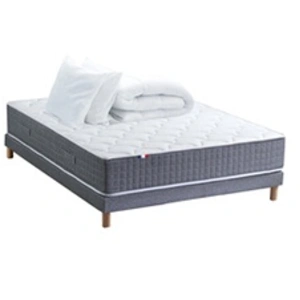 Non communiqué Ensemble Matelas Ressort 7 zones H.30cm + Sommier + couette + oreillers Fabriqué en France MAX 160 x 200 cm, Sommier - Gris chiné pas cher