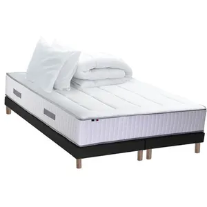 Non communiqué Ensemble Matelas Ressort 7 zones + Mémoire de forme + Sommier + couette + oreillers BELLAGIO 2 Fabriqué en France 2x90 x 200 cm, Sommier - Noir pas cher