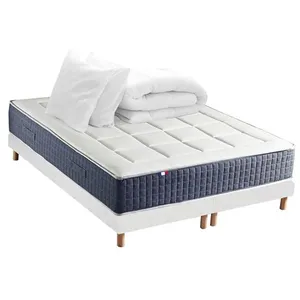 Non communiqué Ensemble Matelas Ressort 7 zones + Mémoire de forme + Sommier KING STYLE + couette + oreillers - Fabriqué en France 2x80 x 200 cm, Sommier - Blanc pas cher