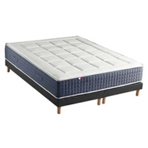 Non communiqué Ensemble Matelas Ressort 7 zones + Mémoire de forme + Sommier KING STYLE Fabriqué en France 2x80 x 200 cm, Sommier - Noir pas cher