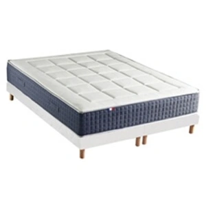 Non communiqué Ensemble Matelas Ressort 7 zones + Mémoire de forme + Sommier KING STYLE Fabriqué en France 2x80 x 200 cm, Sommier - Blanc pas cher