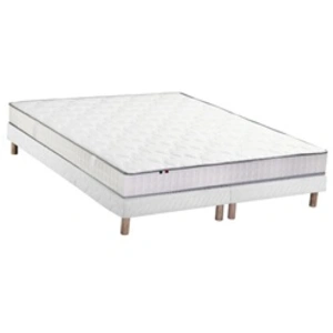Selenia Ensemble Matelas 100% latex 3 zones NUDE et Sommier Blanc pas cher