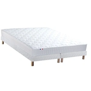 Idliterie Ensemble Matelas Mousse Accueil Memoire De Forme Mam Azur + Sommier 2x80x200 Sommier Blanc pas cher