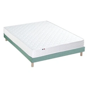 Selenia Ensemble Matelas Ressorts Fermes biconiques SPECTOS + Sommier Made in France - Sommier Vert céladon pas cher