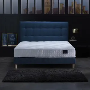 Nuit Céleste Ensemble Matelas ressorts ensachés + sommier Bleu marine 140x190 pas cher