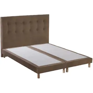 Ensemble sommier + tête de lit eden moka couleur - moka, dimensions - ... pas cher
