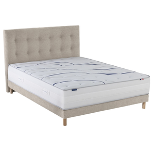 Ensemble matelas mousse elysia + sommier + tête de lit, chenille boucl... pas cher