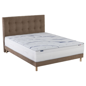 Ensemble matelas mousse elysia + sommier + tête de lit, chenille boucl... pas cher