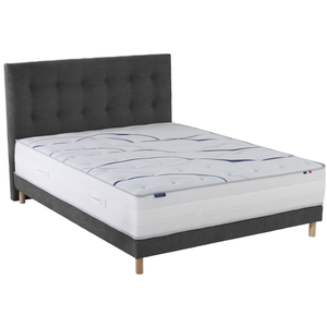 Ensemble matelas mousse elysia + sommier + tête de lit, chenille boucl... pas cher