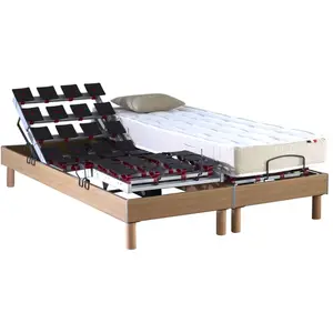 IDLITERIE Sommier électrique à plots et matelas 100% latex 90 x 190