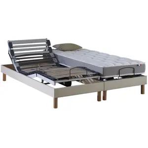 Comparateur de prix : IDLITERIE Sommier électrique beige et matelas mémoire forme 2x70 x190