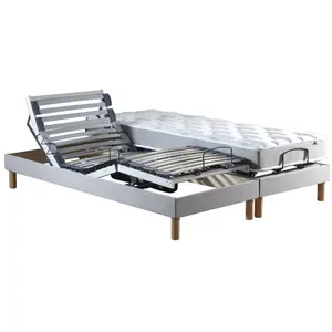 IDLITERIE Sommier électrique matelas 35hr gris clair 2x90 x200