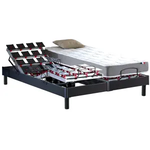 Comparateur de prix : IDLITERIE Sommier électrique anthracite et matelas mousse 35hr 2x80 x200