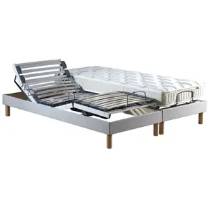 IDLITERIE Sommier électrique matelas 100% latex gris clair 2x90x200