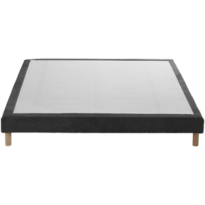 Sommier tapissier eden gris anthracite, bois massif, chenille bouclett...