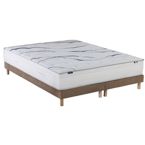 Ensemble matelas mousse hd serena + sommier, chenille bouclettes moka ... pas cher