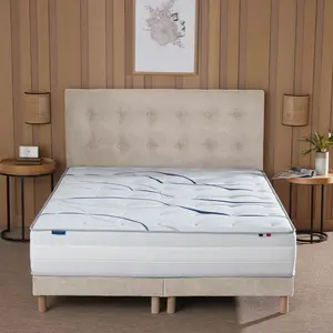 Ensemble matelas mousse elysia + sommier, chenille bouclettes crème co... pas cher
