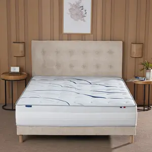 Ensemble matelas mousse elysia + sommier, chenille bouclettes crème co... pas cher