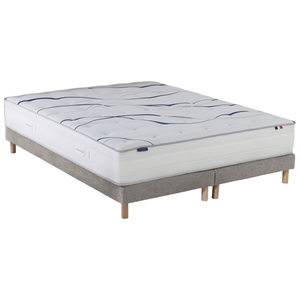Ensemble matelas mousse hd nuvia + sommier, chenille bouclettes gris c... pas cher
