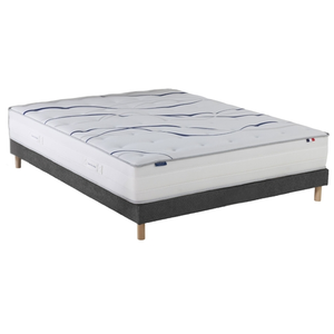 Ensemble matelas mousse hd serena + sommier, chenille bouclettes gris ... pas cher